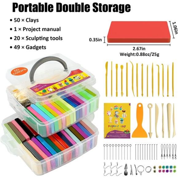 Polymer Clay 50 Colors, Modeling Clay for Kids Non-Toxic with Sculpting Tools - Picture 2 of 6